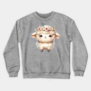 Adorable Baby Sheep Boho Babies A Whimsical Watercolor Gathering Crewneck Sweatshirt